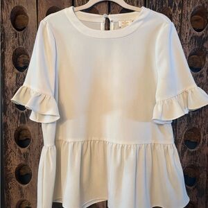 Kate Spade Cream Ruffle Sleeve Swing Blouse